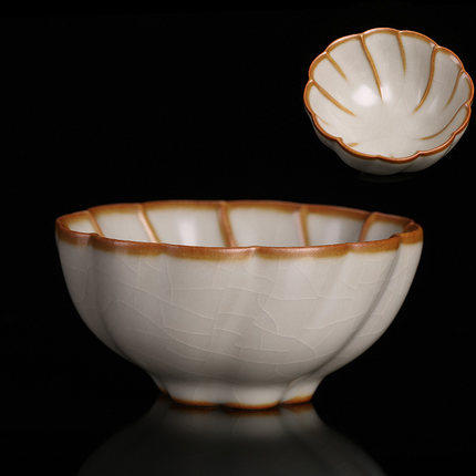 仿古陶瓷汝窑茶具小茶杯纯手工主人杯品茗杯单杯开片可养冰裂正品 商品图4