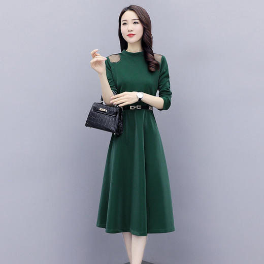 WZNH-LY2006大摆型2020年秋季长袖长裙拉链拼接时尚连衣裙 商品图2