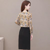 QYM-X7127新款时尚气质修身圆领长袖印花拼接假两件连衣裙 商品缩略图3
