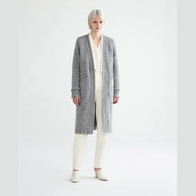 长款毛边针织外套