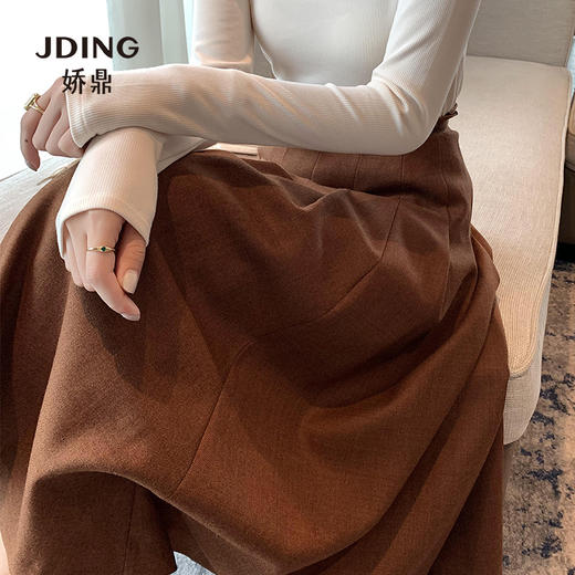 【商场同款】娇鼎半裙  百褶毛呢  中长款焦糖色 CJSDA86 商品图2