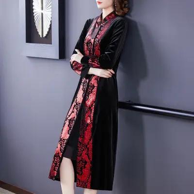 AHM-8261新款长袖中长款宽松遮肉提花上衣 商品图1