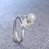 925银镶玉戒指纯银和田玉指环证书 创意款手饰蝴蝶白玉半圆活口女戒【成都仓发】 商品缩略图4
