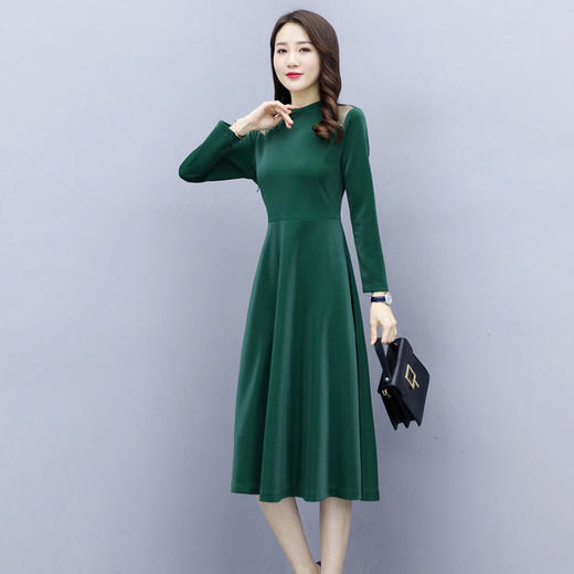 WZNH-LY2006大摆型2020年秋季长袖长裙拉链拼接时尚连衣裙 商品图1