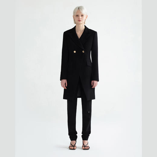 两粒扣分叉收腰长大衣 商品图0