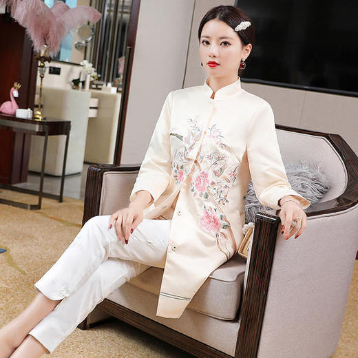 OG-99549秋冬新款女士小立领名族风刺绣上衣 商品图0