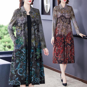 AHM-jcwl8260新款复古气质宽松印花风衣外套