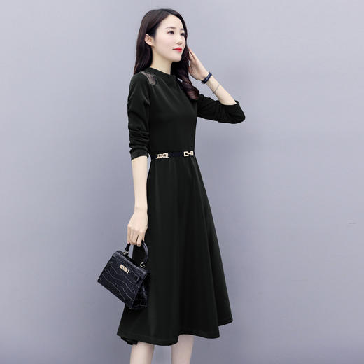 WZNH-LY2006大摆型2020年秋季长袖长裙拉链拼接时尚连衣裙 商品图3