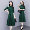 WZNH-LY2006大摆型2020年秋季长袖长裙拉链拼接时尚连衣裙 商品缩略图0