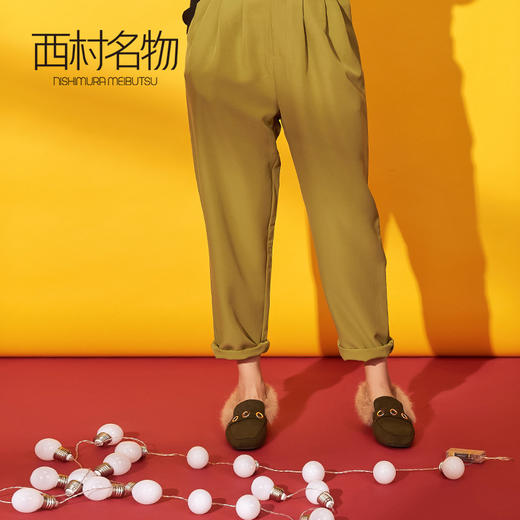 西村名物毛毛鞋女秋季新款深口毛绒豆豆鞋舒适女鞋子T283M31421 商品图2