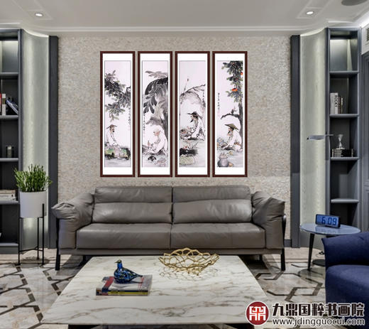 高云鹏《人物四条屏作品》34cm*138cm*4 人物四条屏作品 客厅/书房/茶室挂画 商品图2