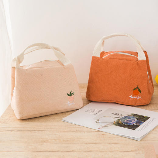 【谷子麦子 刺绣水果拉链保温袋半圆袋】保温饭盒袋居家日用铝膜保温袋 商品图1