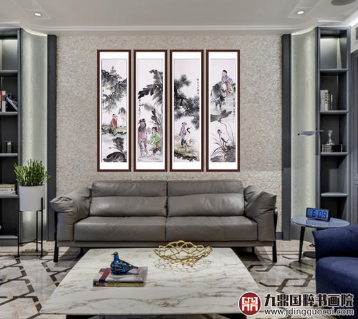 高云鹏《童趣图》34cm*138cm*4 人物四条屏作品 客厅/书房/茶室挂画 商品图2