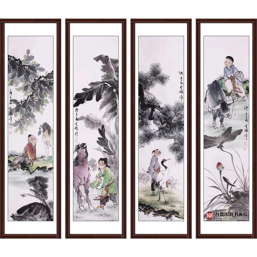 高云鹏《童趣图》34cm*138cm*4 人物四条屏作品 客厅/书房/茶室挂画 商品图0
