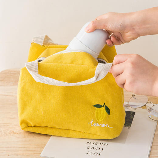 【谷子麦子 刺绣水果拉链保温袋半圆袋】保温饭盒袋居家日用铝膜保温袋 商品图3