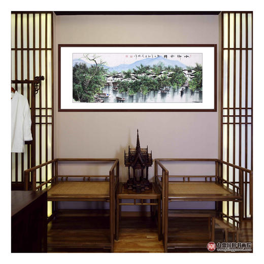 高云鹏《水乡风情》68*178cm 山水横幅作品 办公室/客厅/书房挂画 商品图3