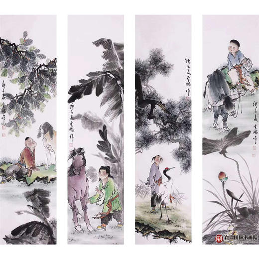 高云鹏《童趣图》34cm*138cm*4 人物四条屏作品 客厅/书房/茶室挂画 商品图1