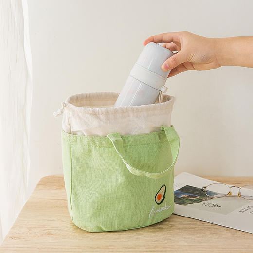 【谷子麦子刺绣抽绳保温圆袋】保温饭盒袋收纳整理铝膜保温包 商品图2