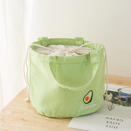 【谷子麦子刺绣抽绳保温圆袋】保温饭盒袋收纳整理铝膜保温包 商品图5