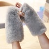 秋冬保暖女士半指露指手套 仿兔毛毛手套可爱 长袖口护手套 商品缩略图0