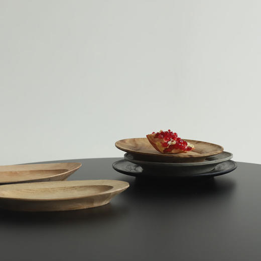 「中国 李祖日」木器 日用食器 茶道具 椭圆盘 圆边盘 商品图1