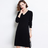 上海旗袍厂PY-92026   秋季新款v领宽松纯色气质毛衣裙中长款甜美百搭针织裙 商品缩略图5