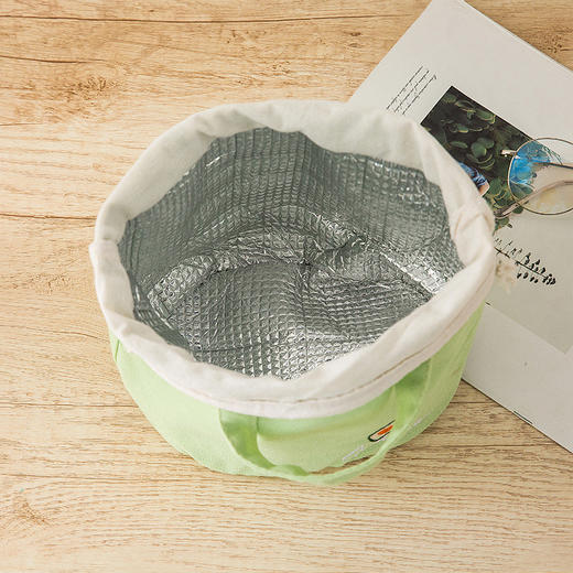 【谷子麦子刺绣抽绳保温圆袋】保温饭盒袋收纳整理铝膜保温包 商品图3