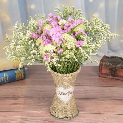 【含花篮】云南天然勿忘我干花花束真花装饰家居摆设小清新插花瓶 商品图11