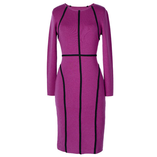 [提线玩偶]AtelierMissLu心机线条芍药紫撞色羊毛修身高弹连衣裙 商品图4