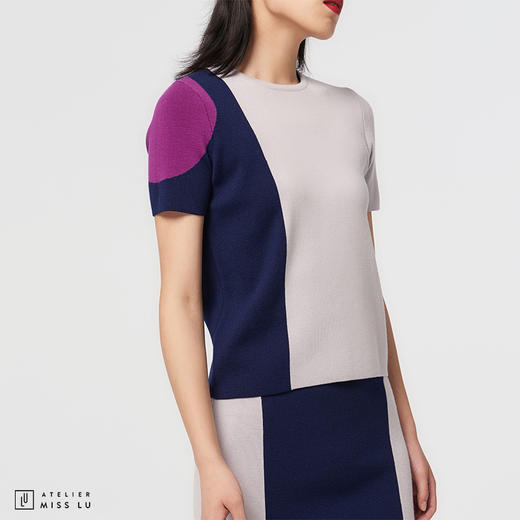 【马赛克清晨】AtelierMissLu趣味设计圆方马赛克拼色绵羊毛上衣 商品图3