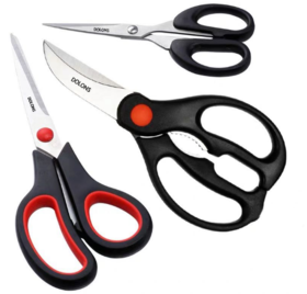 家用强力不锈钢小剪刀办公室手工剪刀裁缝剪刀多功能厨房工具食品剪刀三件套