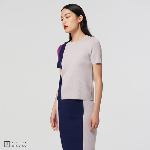 【马赛克清晨】AtelierMissLu趣味设计圆方马赛克拼色绵羊毛上衣 商品图2