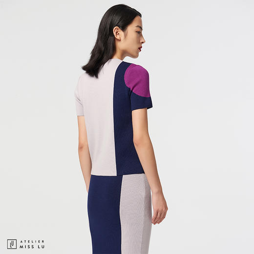 【马赛克清晨】AtelierMissLu趣味设计圆方马赛克拼色绵羊毛上衣 商品图1