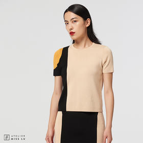 【马赛克清晨】AtelierMissLu趣味设计圆方马赛克拼色绵羊毛上衣