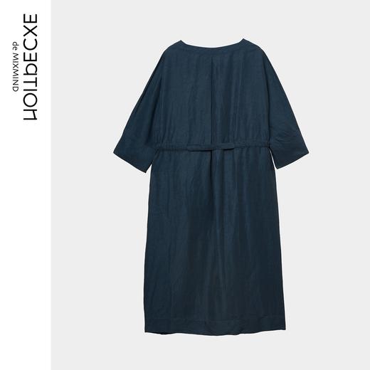 例外/EXCEPTION 纯色束腰绣花气质a字裙亚麻连衣裙 商品图0