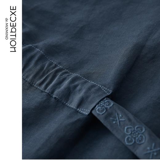 例外/EXCEPTION 纯色束腰绣花气质a字裙亚麻连衣裙 商品图2