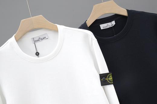 点此购买 石头岛简约纯黑纯白圆领袖章卫衣诱160906 商品图6