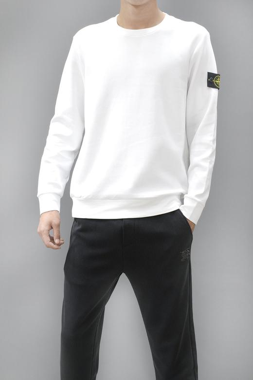 点此购买 石头岛简约纯黑纯白圆领袖章卫衣诱160906 商品图1