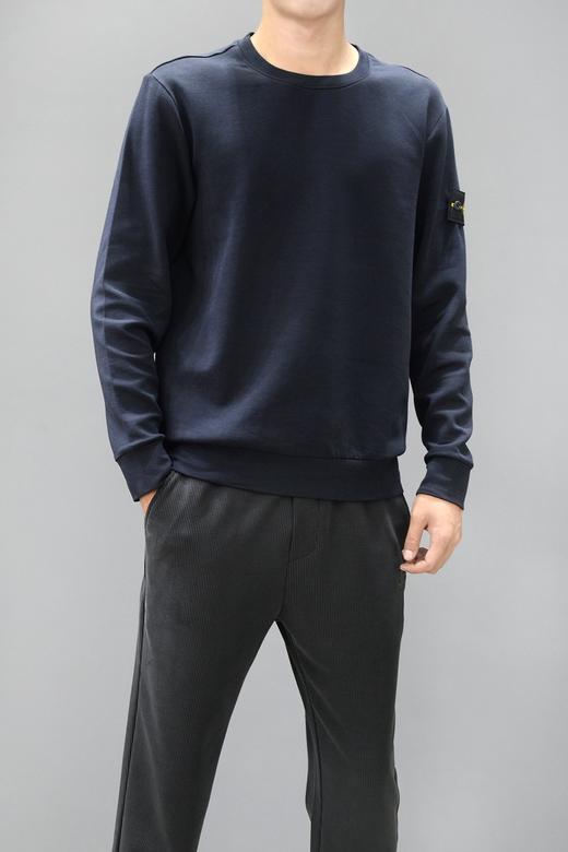 点此购买 石头岛简约纯黑纯白圆领袖章卫衣诱160906 商品图4