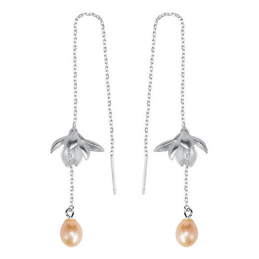 XYF-ED10492新款s925银流苏耳线玉兰花珍珠吊坠 商品图4