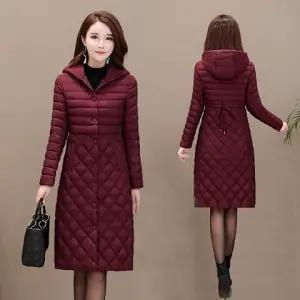 JXG-新款秋冬装修身显瘦过膝菱格棉袄棉服冬季外套女 商品图2