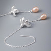 XYF-ED10492新款s925银流苏耳线玉兰花珍珠吊坠 商品缩略图0