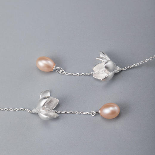 XYF-ED10492新款s925银流苏耳线玉兰花珍珠吊坠 商品图1