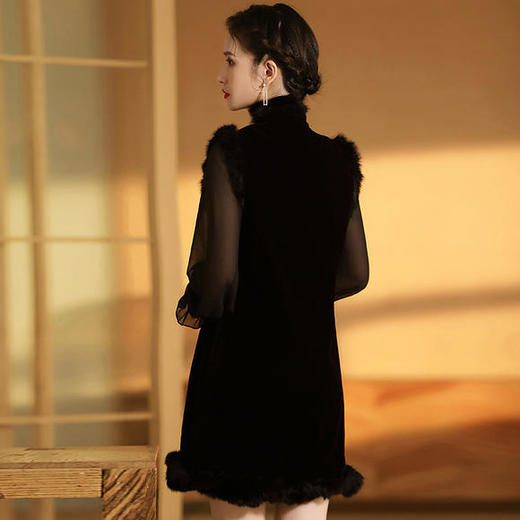 AYK-QF201711119秋冬加厚无袖中长款修身连衣裙 商品图2