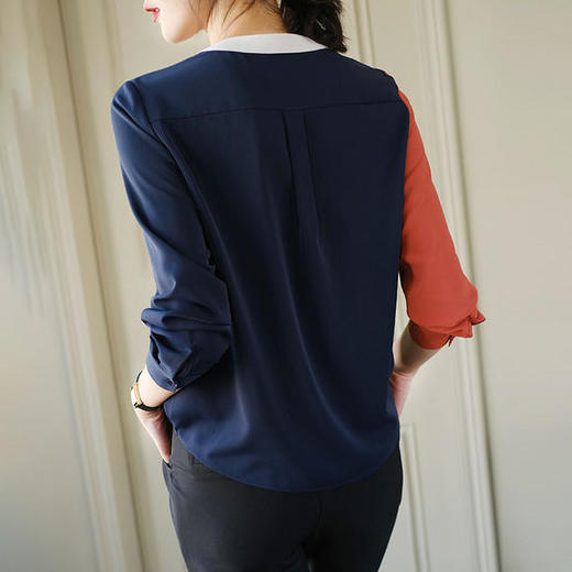 2020秋季新款雪纺洋气撞色衬衫YY-衬衫 商品图4