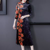 AHM-hzj2090秋季新款高贵气质修身显瘦印花金丝绒旗袍裙 商品缩略图2