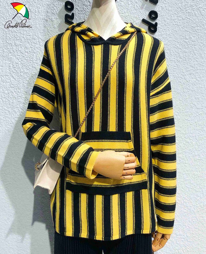 花雨伞女装t1246个性淑女条纹连帽羊毛衫