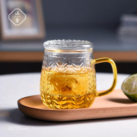 茶杯-玻璃泡茶杯-麦穗三件杯圆款（420ml）、六角款（450ml）