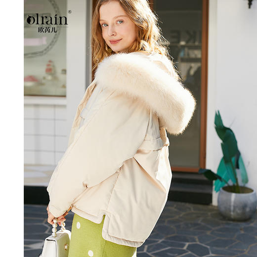 秋冬新款连帽大毛领短款羽绒服女加厚宽松外套 商品图0