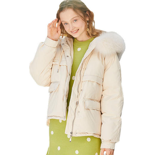 秋冬新款连帽大毛领短款羽绒服女加厚宽松外套 商品图4